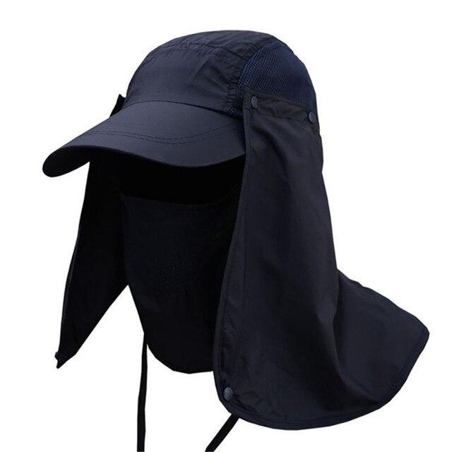 Wide Brim Breathable UV Protection Neck Face Flap Hat-Hats-Innovato Design-Navy-Innovato Design