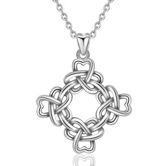 Celtic Clover Flower Sterling Silver Pendant Necklace-Necklaces-Innovato Design-Innovato Design