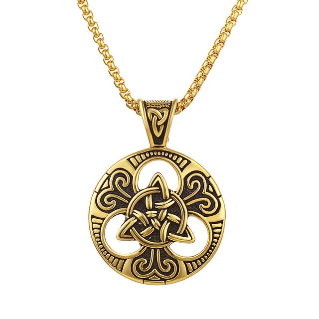 Irish Knot Triquetra Vintage Trinity Necklace-Necklaces-Innovato Design-Gold-24"-Innovato Design
