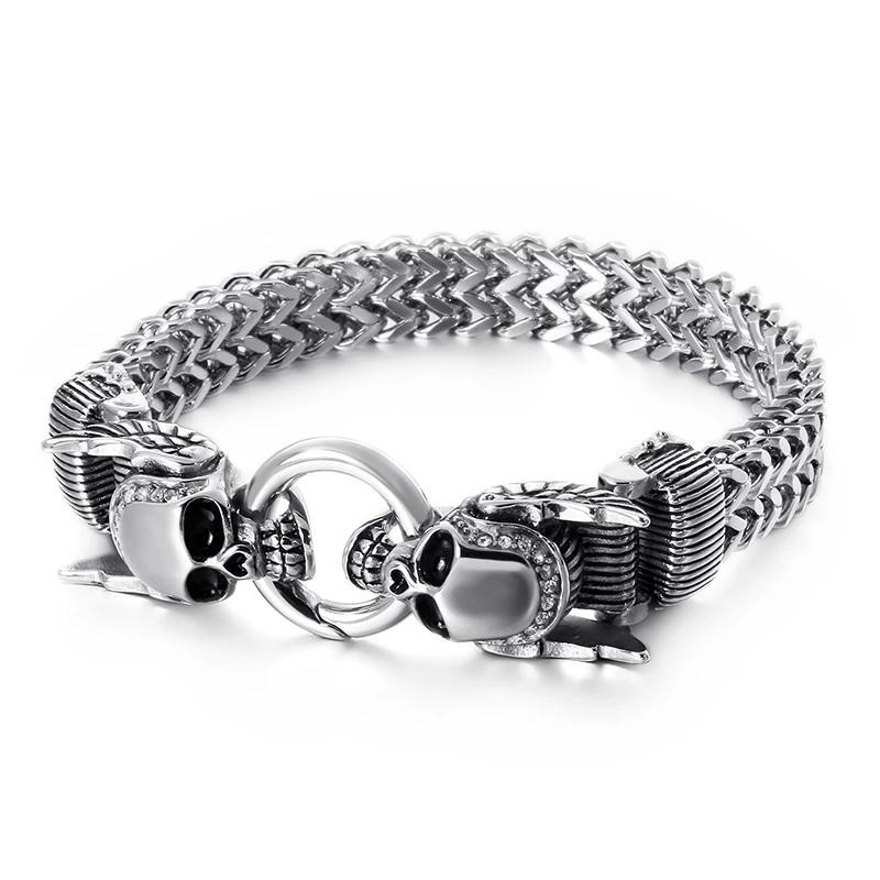 Men’s Stainless Steel Devil’s Skull Gothic Bracelet-Skull Bracelet-Innovato Design-8.30 inch-Innovato Design