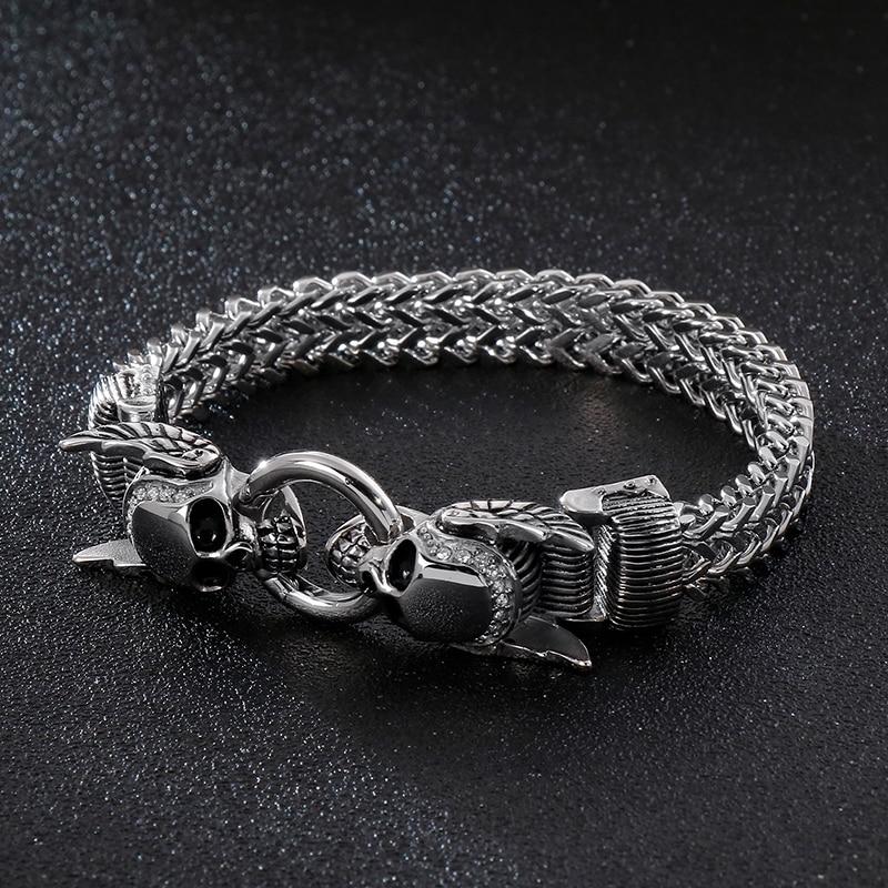Men’s Stainless Steel Devil’s Skull Gothic Bracelet-Skull Bracelet-Innovato Design-8.30 inch-Innovato Design