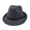 Wool Trilby Hat with Brown Leather Plaited Belt