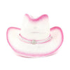 Pink Paper Straw Cowboy Hat with Windproof Rope