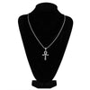 Metallic Ankh Pendant with Cubic Zirconia Crystals and Chain Necklace - InnovatoDesign