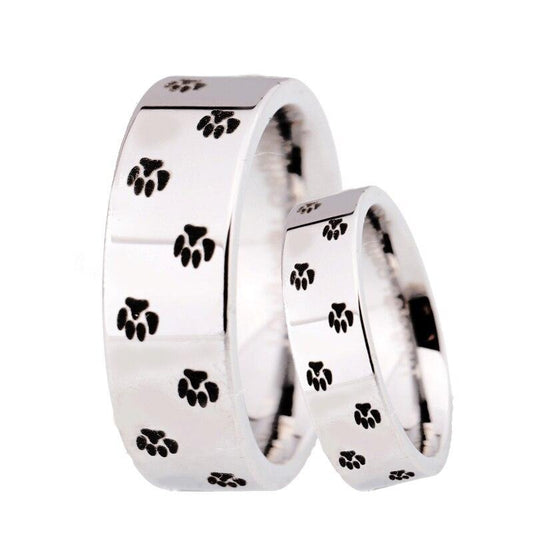 Classic Dog Paw Print Design Tungsten Carbide Wedding Rings-Rings-Innovato Design-5-8mm-Innovato Design