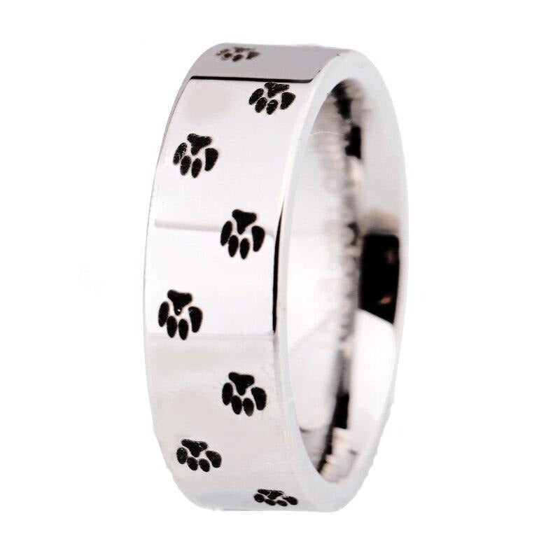 Classic Dog Paw Print Design Tungsten Carbide Wedding Rings-Rings-Innovato Design-5-8mm-Innovato Design