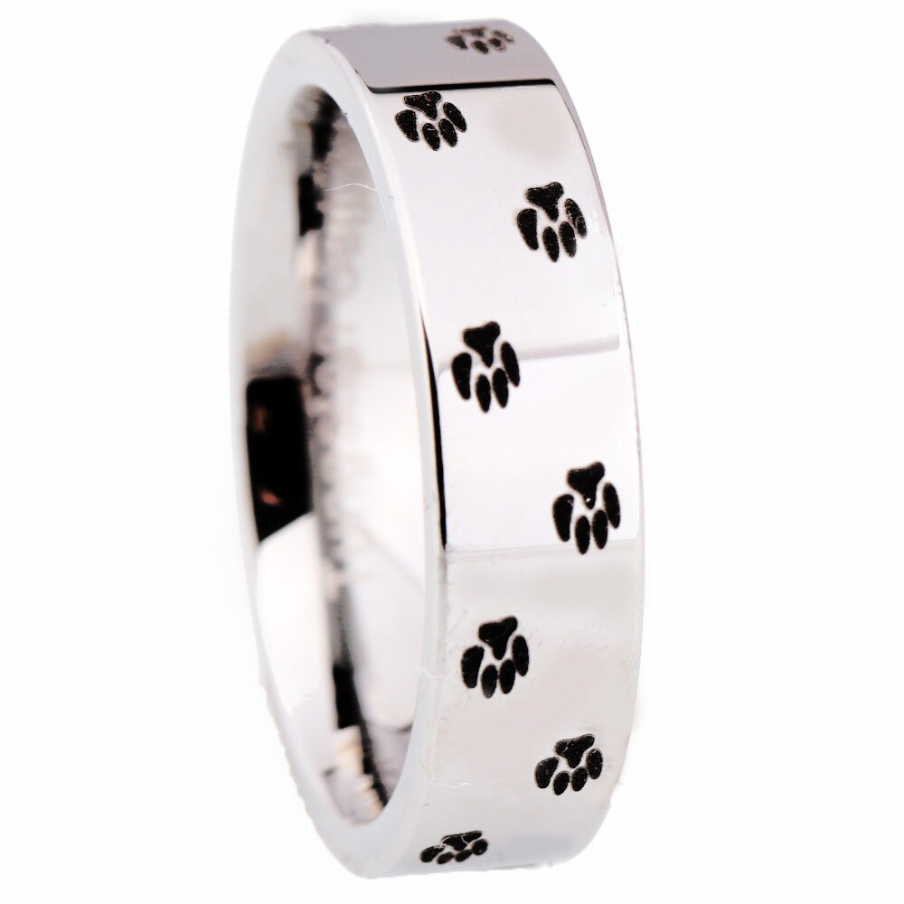 Classic Dog Paw Print Design Tungsten Carbide Wedding Rings-Rings-Innovato Design-5-6mm-Innovato Design