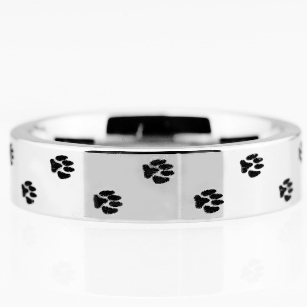 Classic Dog Paw Print Design Tungsten Carbide Wedding Rings-Rings-Innovato Design-5-8mm-Innovato Design