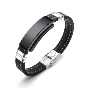 Custom Engrave Mosaic Magnet Silicone and Stainless Steel Fashion Bracelet-Bracelets-Innovato Design-Innovato Design