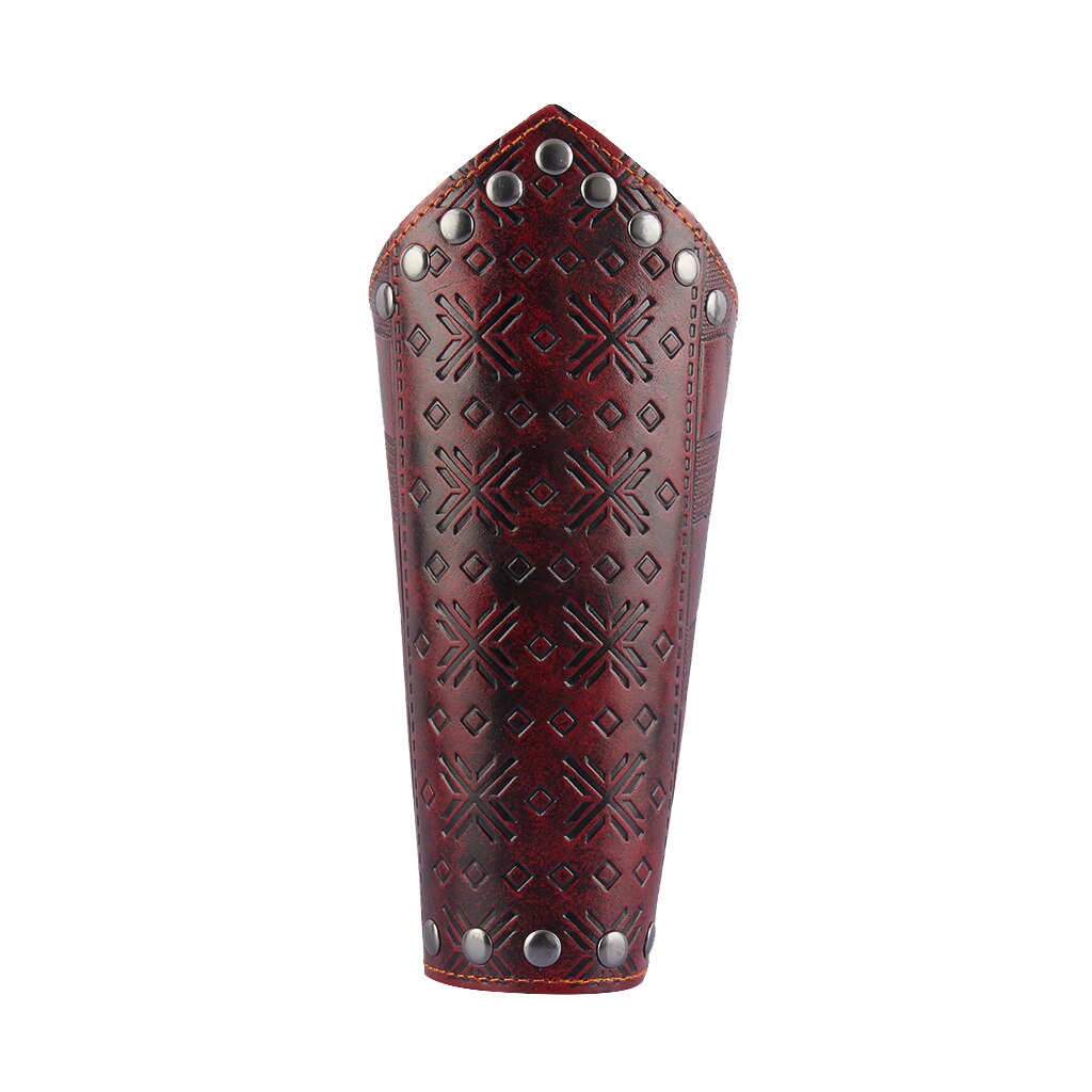 Medieval Lace Up Arm Guard Handmade Leather Punk Biker Arm Bracer-Bracelets-Innovato Design-Red-Innovato Design