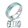 Women Stainless Steel, Aluminum, and Stackable, Rotatable, and Interchangeable Wedding Band-Rings-Innovato Design-7-Green-Innovato Design