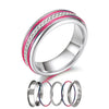 Women Stainless Steel, Aluminum, and Stackable, Rotatable, and Interchangeable Wedding Band-Rings-Innovato Design-11-Pink-Innovato Design