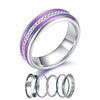 Women Stainless Steel, Aluminum, and Stackable, Rotatable, and Interchangeable Wedding Band-Rings-Innovato Design-9-Purple-Innovato Design