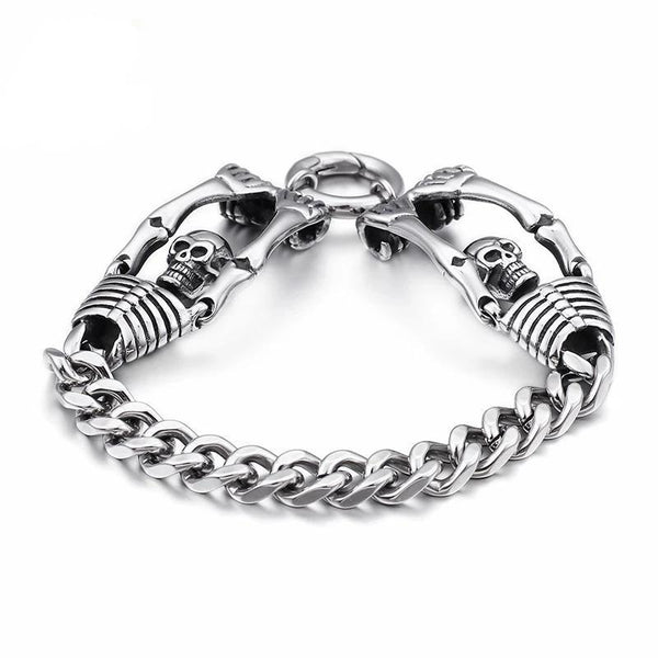 Men’s Stainless Steel Skeleton Skull Charm Bracelet-Skull Bracelet-Innovato Design-Innovato Design