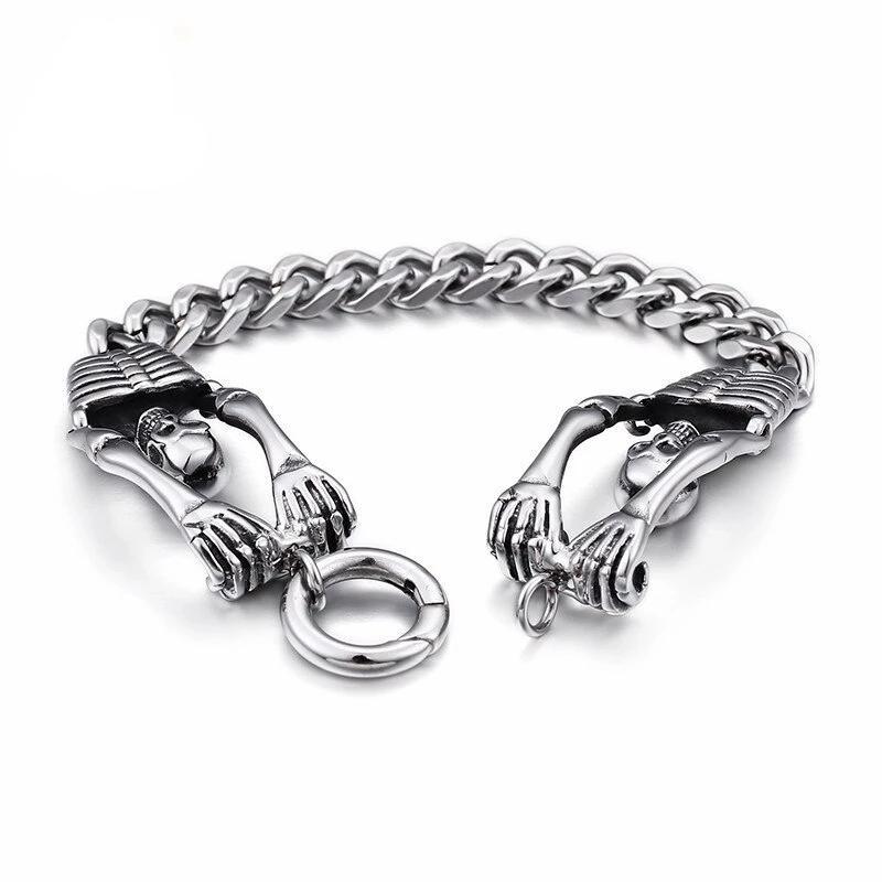 Men’s Stainless Steel Skeleton Skull Charm Bracelet-Skull Bracelet-Innovato Design-Innovato Design