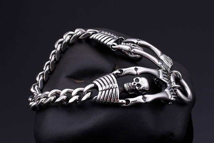 Men’s Stainless Steel Skeleton Skull Charm Bracelet-Skull Bracelet-Innovato Design-Innovato Design