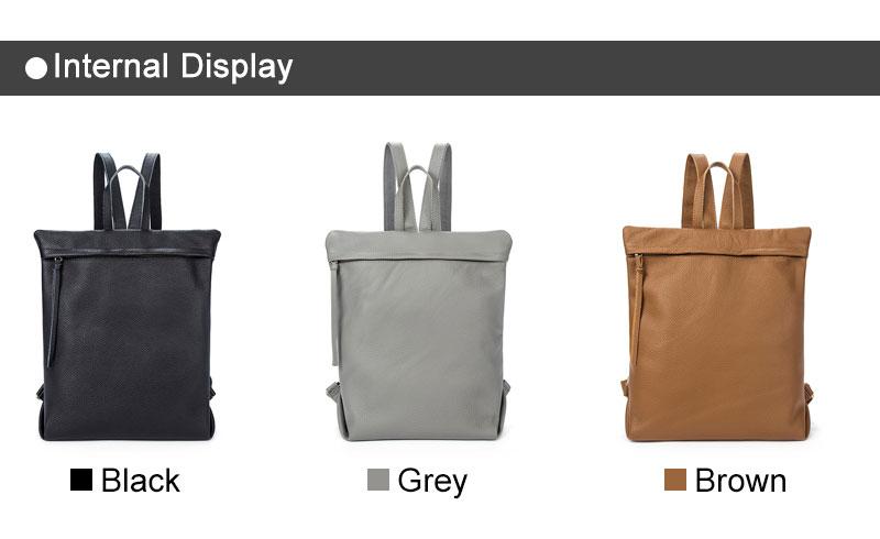 Large Genuine Leather Backpack with Simple Design in Black, Apricot, and Brown-Backpacks-Innovato Design-Black-Innovato Design