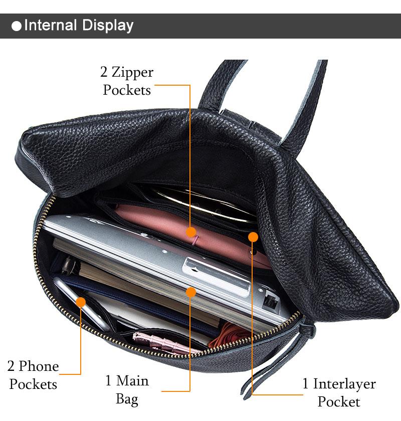 Large Genuine Leather Backpack with Simple Design in Black, Apricot, and Brown-Backpacks-Innovato Design-Black-Innovato Design