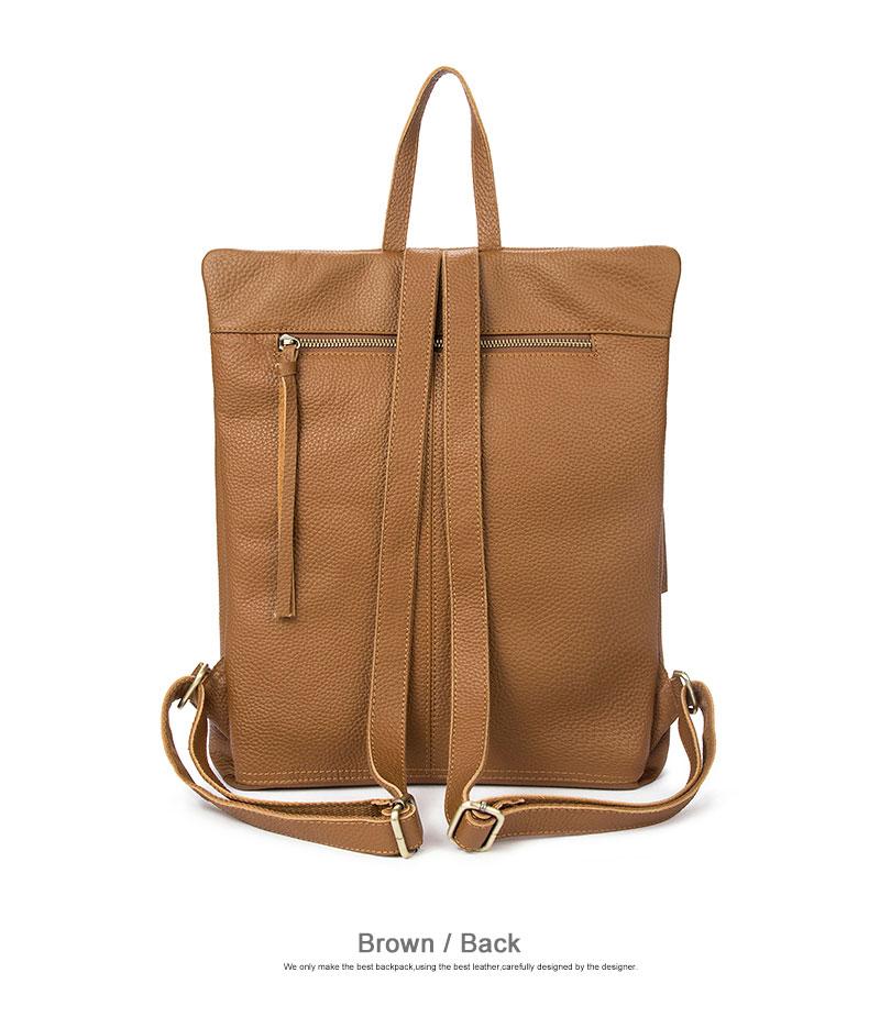 Large Genuine Leather Backpack with Simple Design in Black, Apricot, and Brown-Backpacks-Innovato Design-Black-Innovato Design