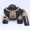 Gold/Silver-Plated Flower Square Necklace, Bracelet, Earrings & Ring Wedding Statement Jewelry Set