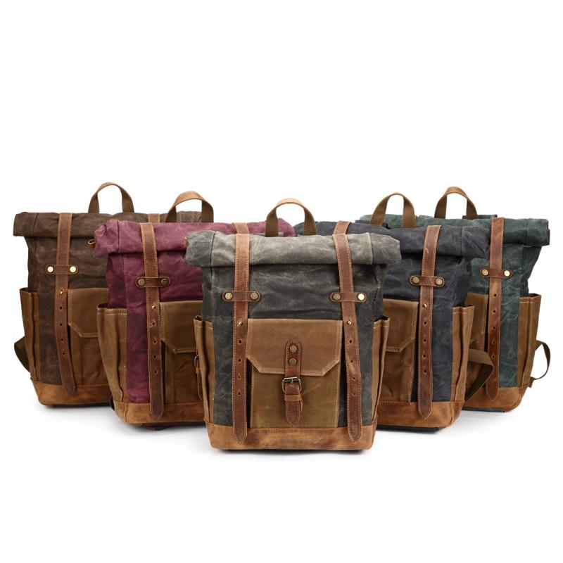 Large Canvas Leather Waterproof 14 Inch Backpack – Innovato Design Large Canvas Leather Waterproof 14 Inch Backpack – Innovato Design