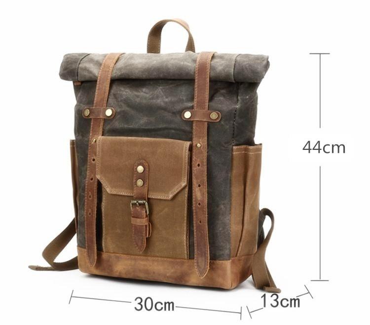Large Canvas Leather Waterproof 14 Inch Backpack – Innovato Design
