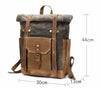 Large Canvas Leather Waterproof 14 Inch Backpack-Canvas and Leather Backpack-Innovato Design-Brown-Innovato Design