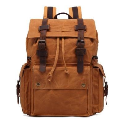 Retro Canvas Leather Waterproof Backpack 20 Litre-Canvas and Leather Backpack-Innovato Design-Brown-Innovato Design