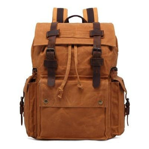 Retro Canvas Leather Waterproof Backpack 20 Litre-Canvas and Leather Backpack-Innovato Design-Brown-Innovato Design