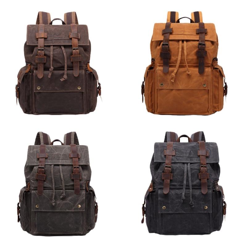 Retro Canvas Leather Waterproof Backpack 20 Litre-Canvas and Leather Backpack-Innovato Design-Brown-Innovato Design
