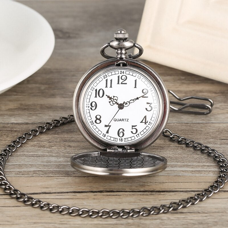 "To My Son, Never Forget That I Love You" Retro Engraved Quartz Pocket Watch-Pocket Watch-Innovato Design-Black-Innovato Design