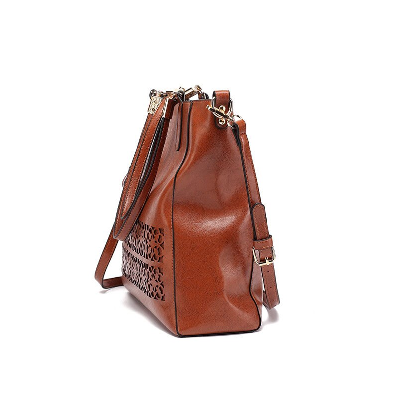 Large Casual Designer Hollow-Out Tassel Leather Tote Bag, Crossbody Bag, Shoulder Bag and Handbag-Handbags-Innovato Design-Brown-Innovato Design