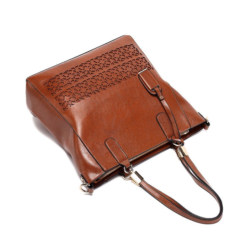 Large Casual Designer Hollow-Out Tassel Leather Tote Bag, Crossbody Bag, Shoulder Bag and Handbag-Handbags-Innovato Design-Brown-Innovato Design