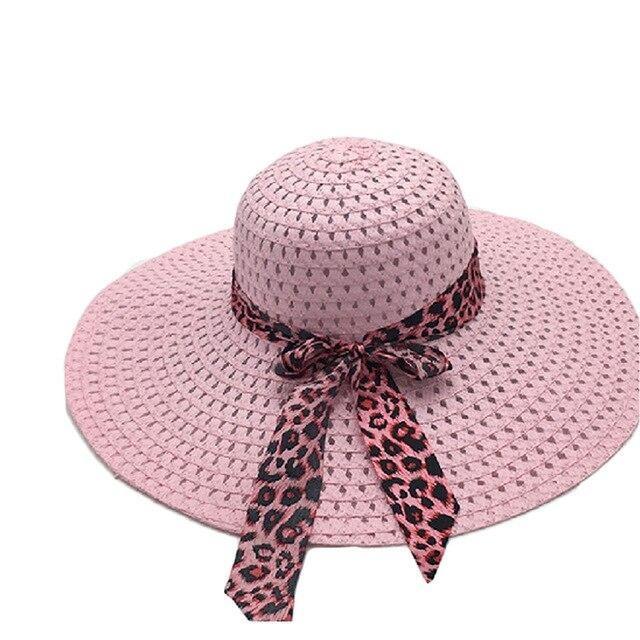 Foldable Floppy Wide Brim Straw Sun Hat with Bowknot-Hats-Innovato Design-Pink-Innovato Design