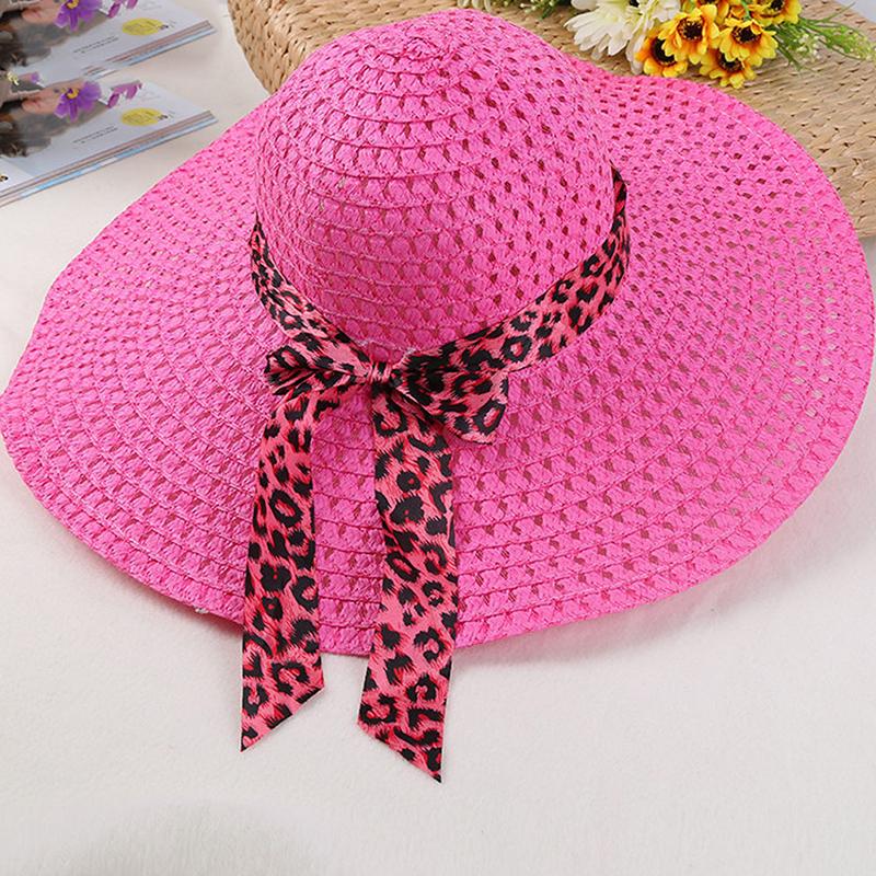 Foldable Floppy Wide Brim Straw Sun Hat with Bowknot-Hats-Innovato Design-Black-Innovato Design
