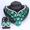 Huge Crystal Necklace & Earrings Wedding Statement Jewelry Set-Jewelry Sets-Innovato Design-Green-Innovato Design
