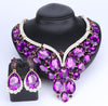 Huge Crystal Necklace & Earrings Wedding Statement Jewelry Set-Jewelry Sets-Innovato Design-Purple-Innovato Design