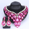 Huge Crystal Necklace & Earrings Wedding Statement Jewelry Set-Jewelry Sets-Innovato Design-Pink-Innovato Design