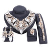 Rhinestone and Crystal Necklace, Bracelet, Earrings & Ring Wedding Jewelry Set-Jewelry Sets-Innovato Design-White-Innovato Design