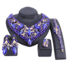 Rhinestone and Crystal Necklace, Bracelet, Earrings & Ring Wedding Jewelry Set-Jewelry Sets-Innovato Design-Blue-Innovato Design