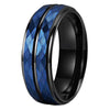 Black Grooves and Blue Multi-Faceted Tungsten Carbide Wedding Band-Rings-Innovato Design-8-Innovato Design