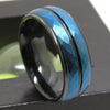 Black Grooves and Blue Multi-Faceted Tungsten Carbide Wedding Band-Rings-Innovato Design-6-Innovato Design