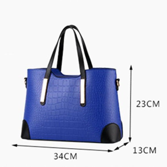 Vintage Crocodile Pattern Leather Purse Wallet and Shoulder Bag and Handbag Set-Handbags-Innovato Design-Sky Blue-Innovato Design