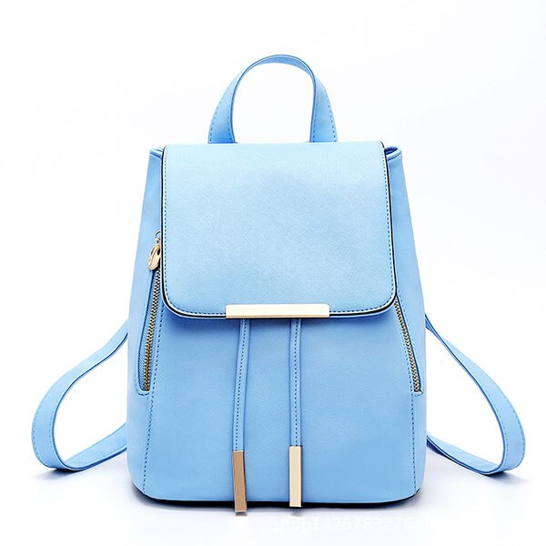 Small PU Leather Mini Backpack-Backpacks-Innovato Design-Light Blue-Innovato Design