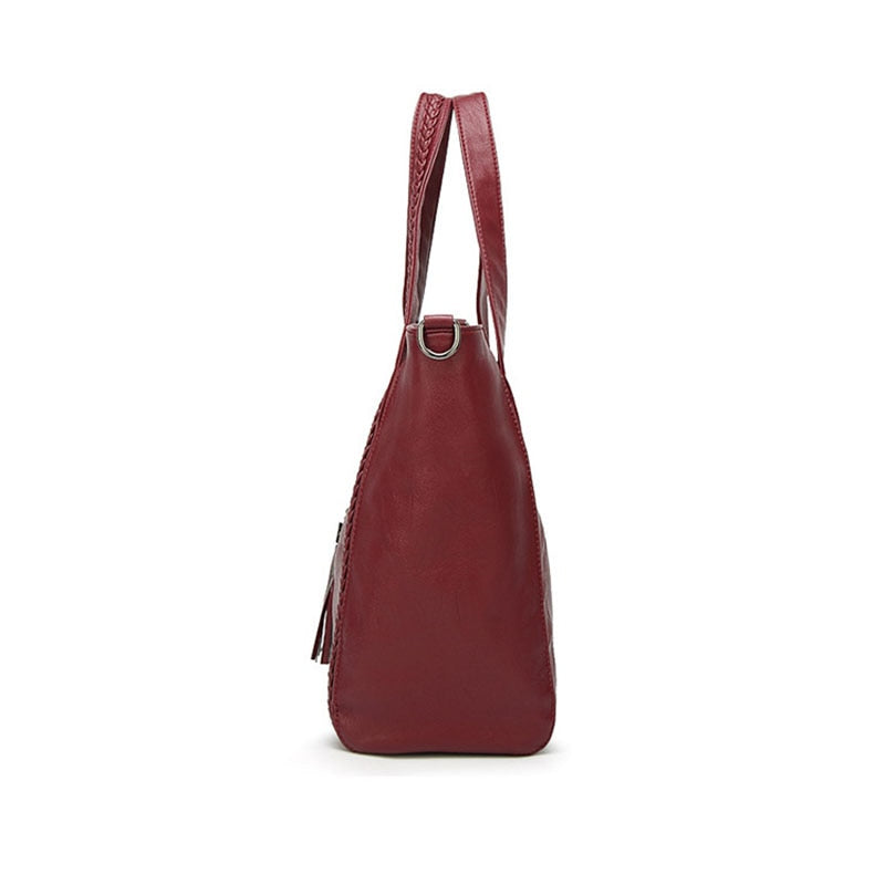 Large Tassel Plaited Leather Tote Bag, Shoulder Bag, Crossbody Bag and Handbag-Handbags-Innovato Design-Blue-Innovato Design