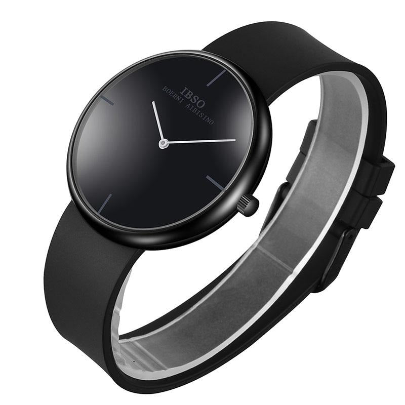 Men Silicone Strap or Leather Strap Quartz Watch and Black Bracelet Jewelry Set-Jewelry Sets-Innovato Design-Black-Innovato Design