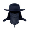 Wide Brim Bucket UV Protection Face Neck Cover Polyester Flap Hat with Rope