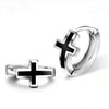 925 Sterling Silver Black Cross Hoop Earrings - InnovatoDesign