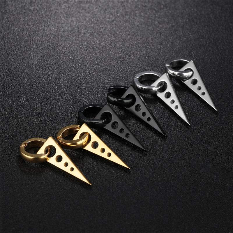 Titanium Steel Triangle Shape Earrings for Men-Earrings-Innovato Design-Gold-Innovato Design