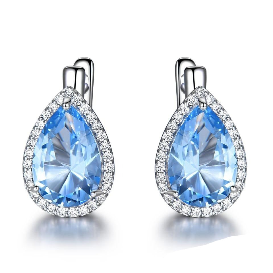 Nano Gemstone and Cubic Zirconia 925 Sterling Silver Fashion Clip Earrings-Earrings-Innovato Design-Innovato Design